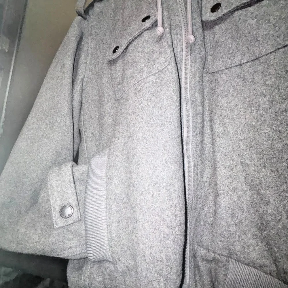 American Rag CIE 1984 Wool Blend Hooded Jacket Mens Large Gray Full Zip Coat